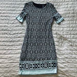 Black & Blue Aztec Pencil Dress